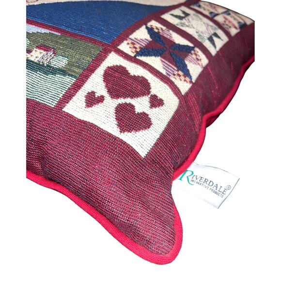 Vtg Riverdale Tapestry Throw Pillow "Home Is Where The Heart Is" Country Design - Picture 6 of 6